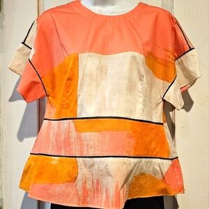 NWT DONNA KARAN CITY ART ABSTRACT BLOUSE
